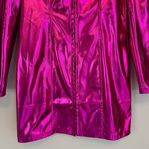 Betsey Johnson XL Pink Metallic Faux Leather Long Sleeve Mini Dress